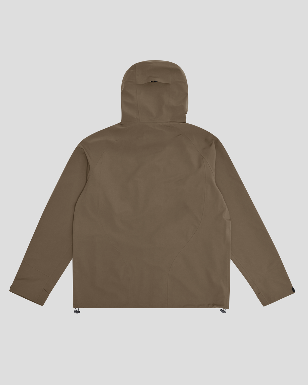Brown jacket with a hood on a light gray background