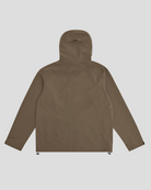 Brown jacket with a hood on a light gray background
